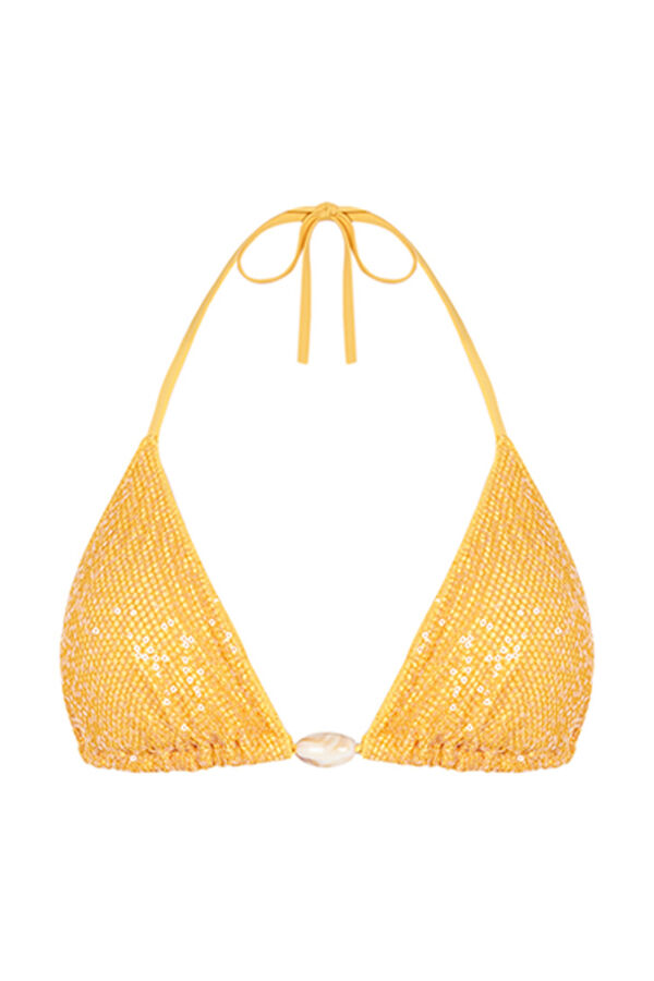 Women'secret Top bikini triangular lentejuelas amarillo amarillo