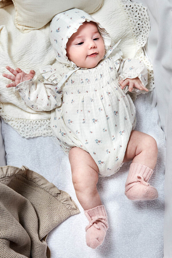 Gocco Rana cruda con florecitas blanco blanco