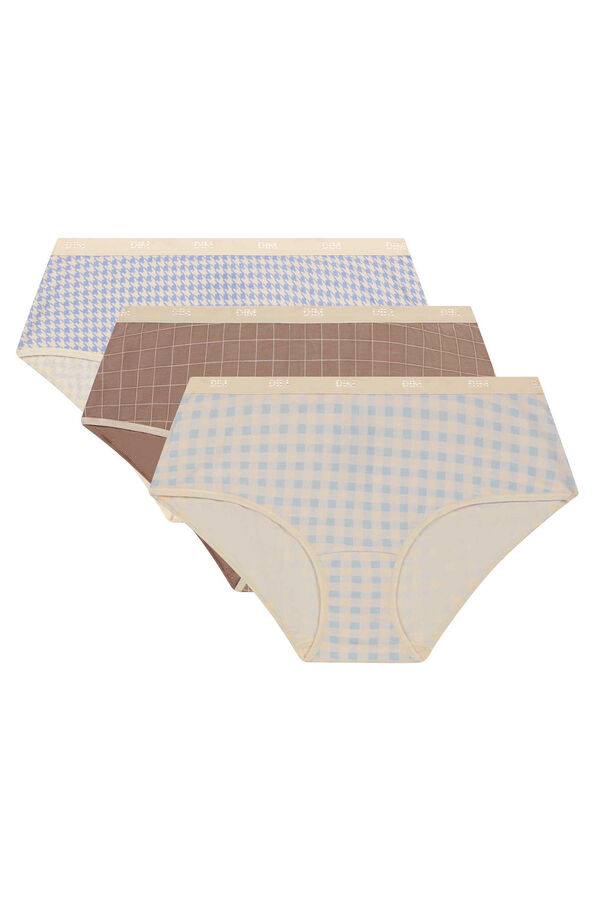DIM Pack de 3 bragas culotte de algod&oacute;n el&aacute;stico con estampados estampado