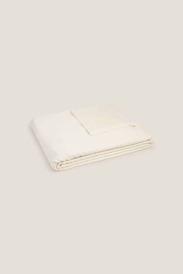 Textura Colcha algod&oacute;n rombos marfil