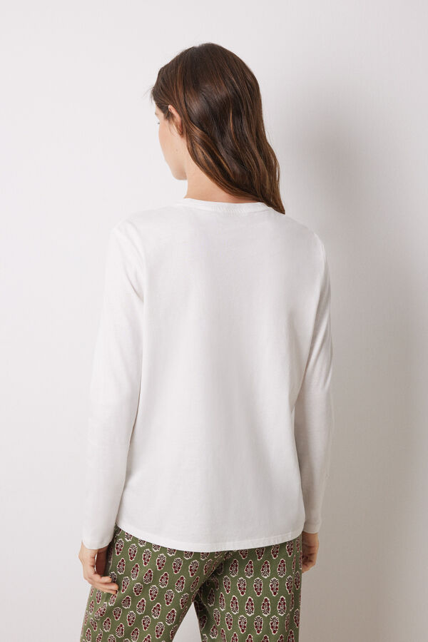 Women'secret Camiseta manga larga 100% algod&oacute;n LOVE marfil