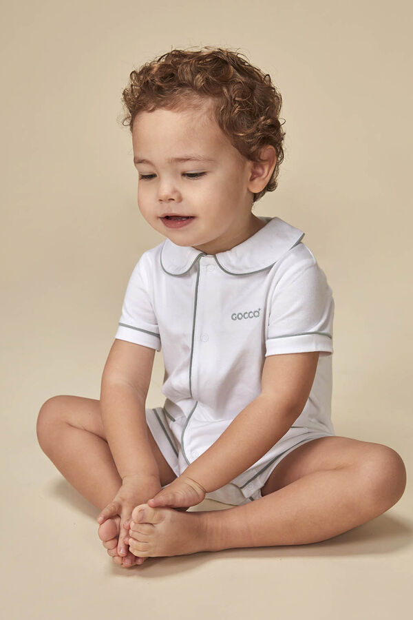 Gocco Pijama corto cuello bebe y contrastes blanco blanco