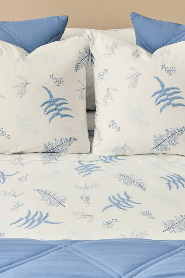 Textura Capa n&oacute;rdica algod&atilde;o folhas azul