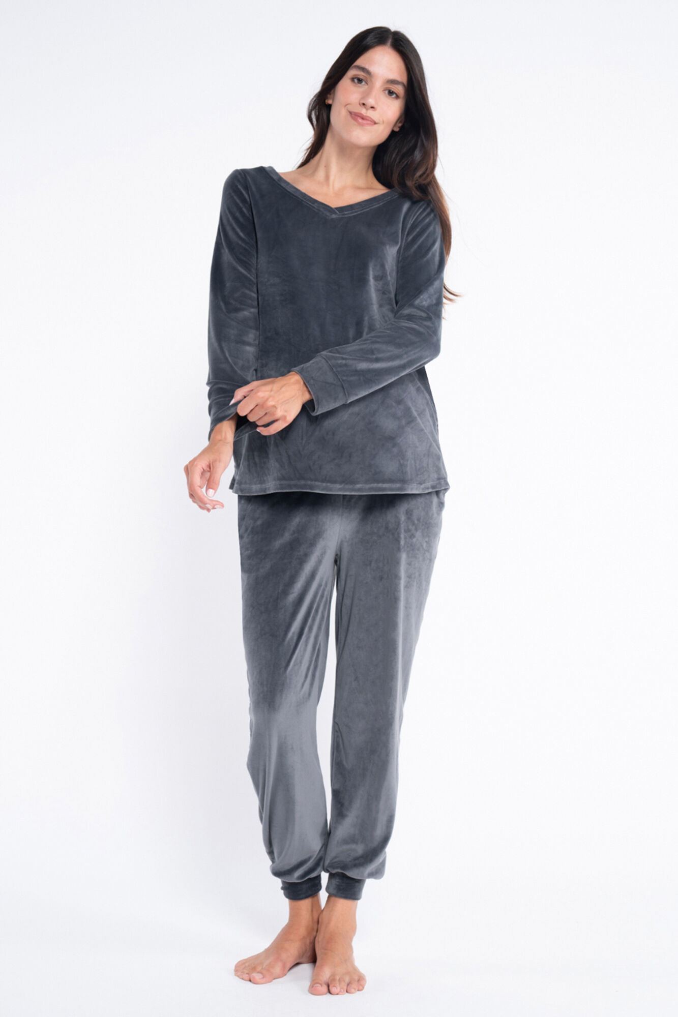 Ohma! Pacote de pijama peludo com decote em V