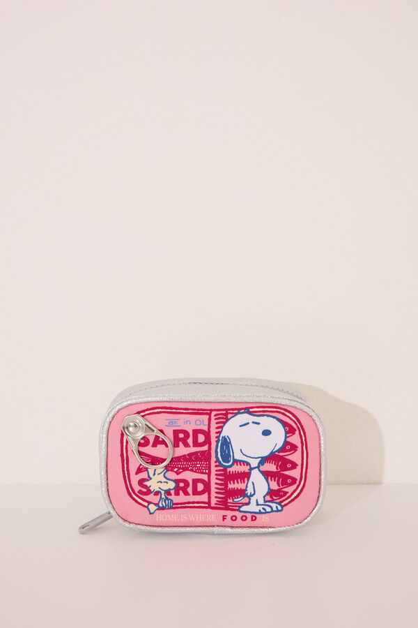 Women'secret Monedero Snoopy rosa metalizado estampado