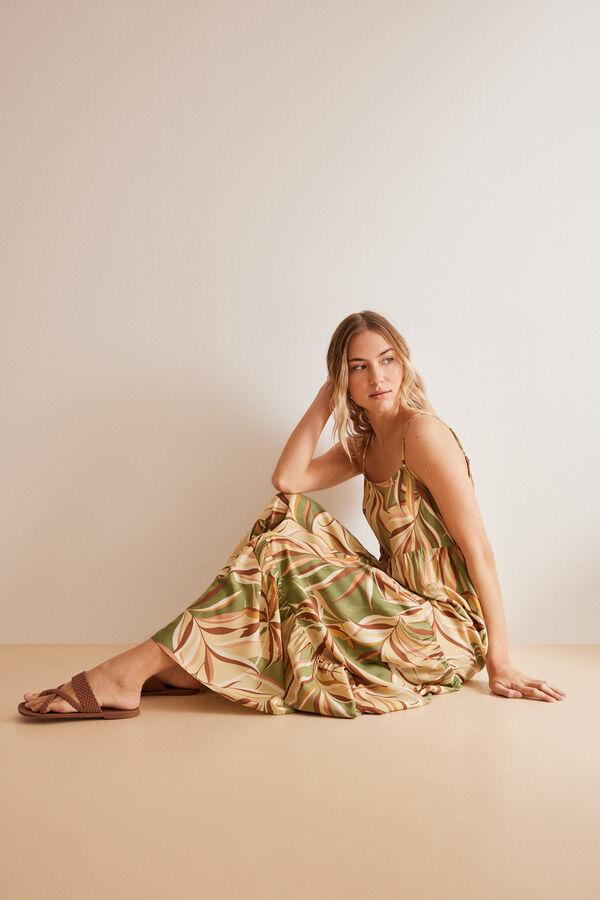 Women'secret Vestido comprimento viscose tropical estampado