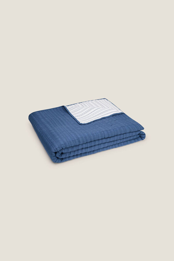 Textura Edred&oacute;n liso reversible azul