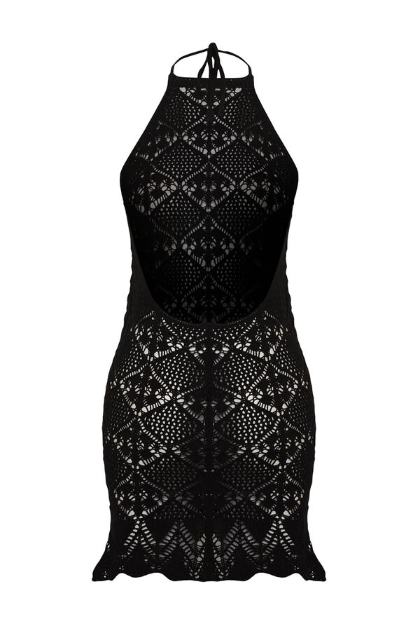Trendyol Vestido mini ajustado gola halter preto