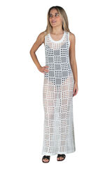 Kbas Vestido longo branco de crochet branco