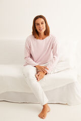 Womensecret Pijama largo velour detalles strass rosa rosa