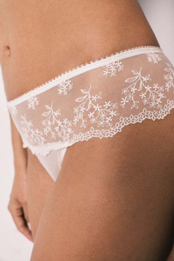 Women'secret Cuequinha brasileira larga de renda branca branco