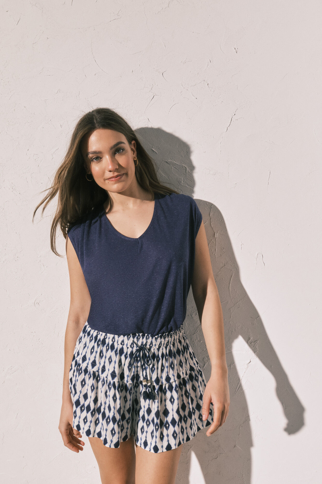 Women'secret Pantal&oacute;n corto vuelo estampado  azul
