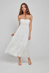 Gisela Vestido algodón palabra honor blanco blanco