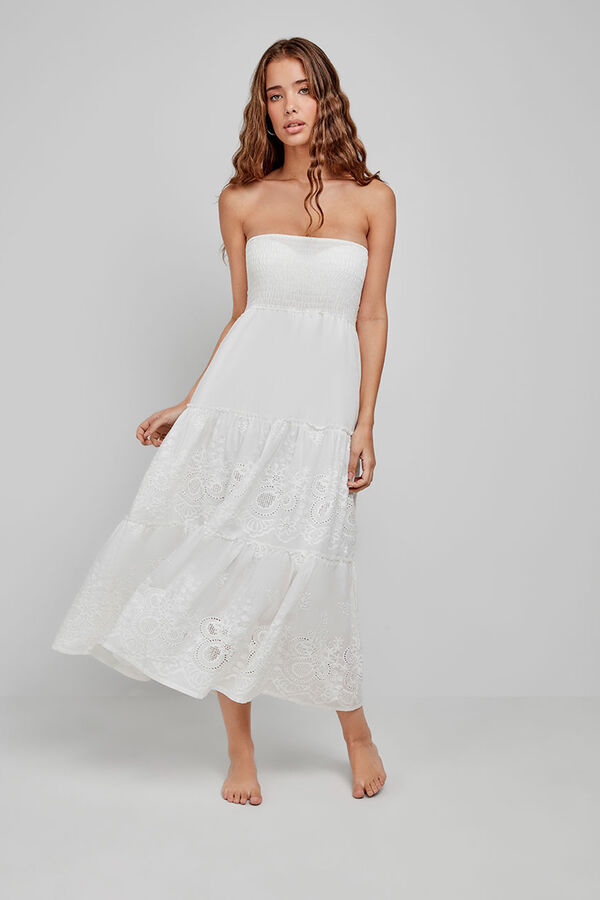 Gisela Vestido algodón palabra honor blanco blanco