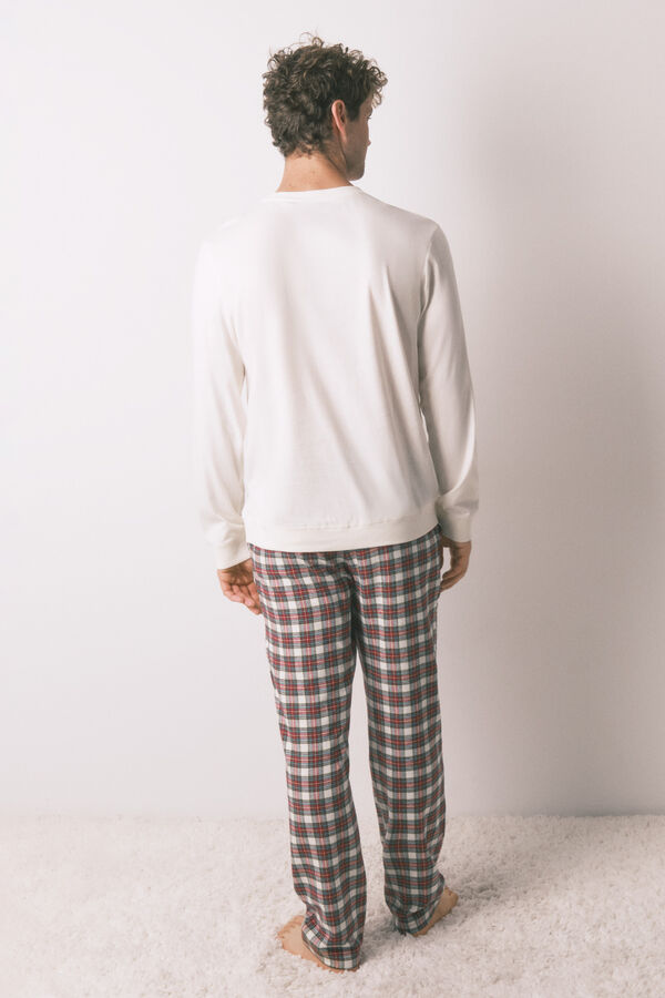 Women'secret Pijama de homem comprido 100% algod&atilde;o xadrez bege
