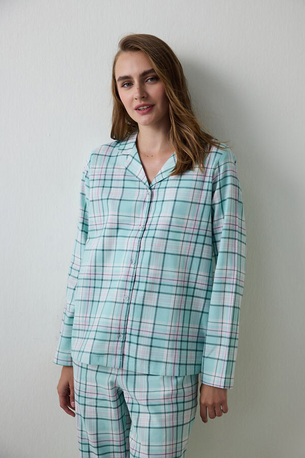 Penti Conjunto de camisa y pantal&oacute;n Ellie Checked Ls verde