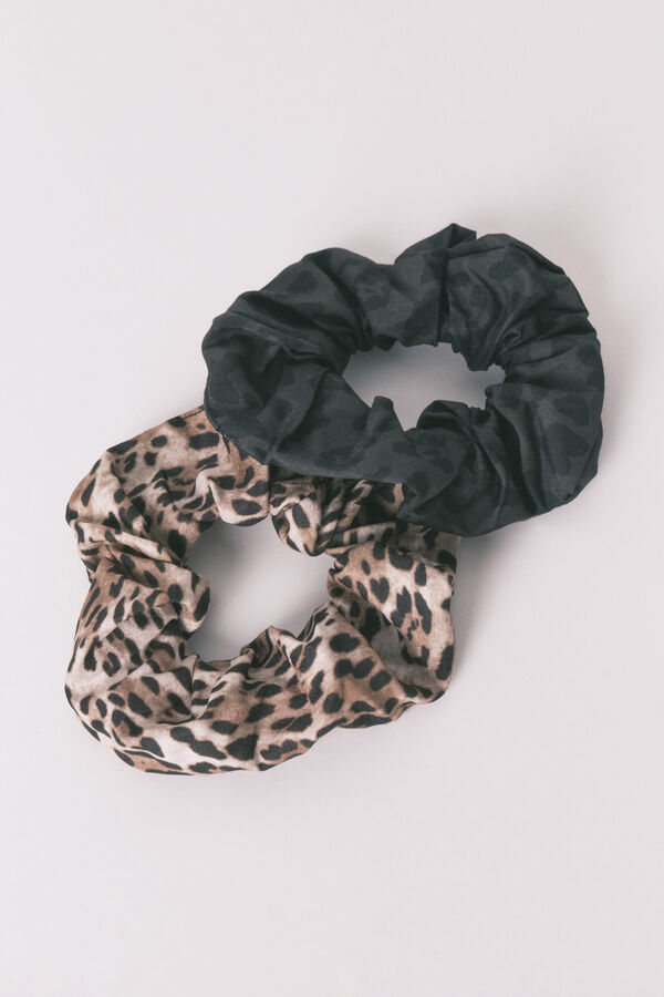 Women'secret Pacote com 2 scrunchies com estampa animal cru
