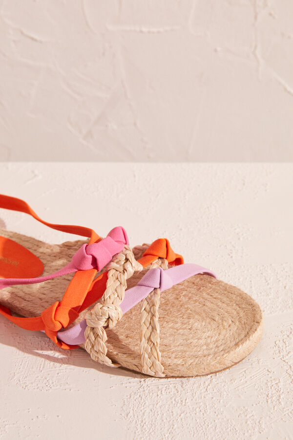 Womensecret Sandalias plataforma rafia multicolor kaki