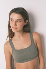 Women'secret Soutien top sem costura tric&ocirc; verde bege