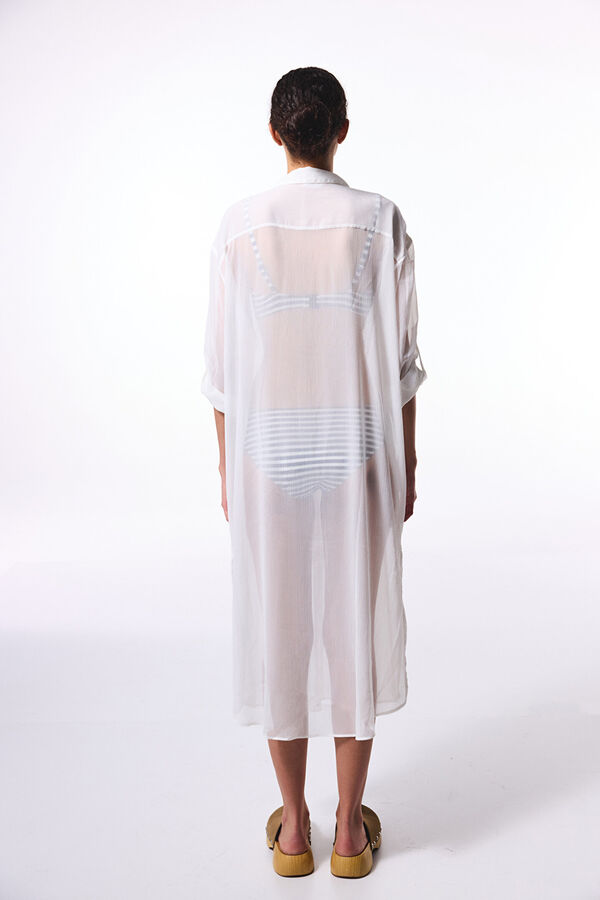 Penti Vestido camisero largo playa blanco marfil