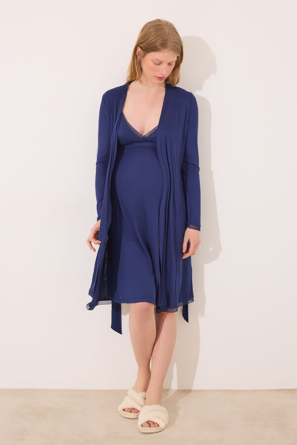 Women'secret Robe midi azul "maternity" com soft touch azul