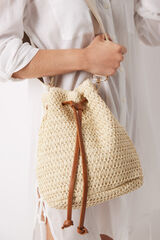 Women'secret Bolso bucket rafia nude