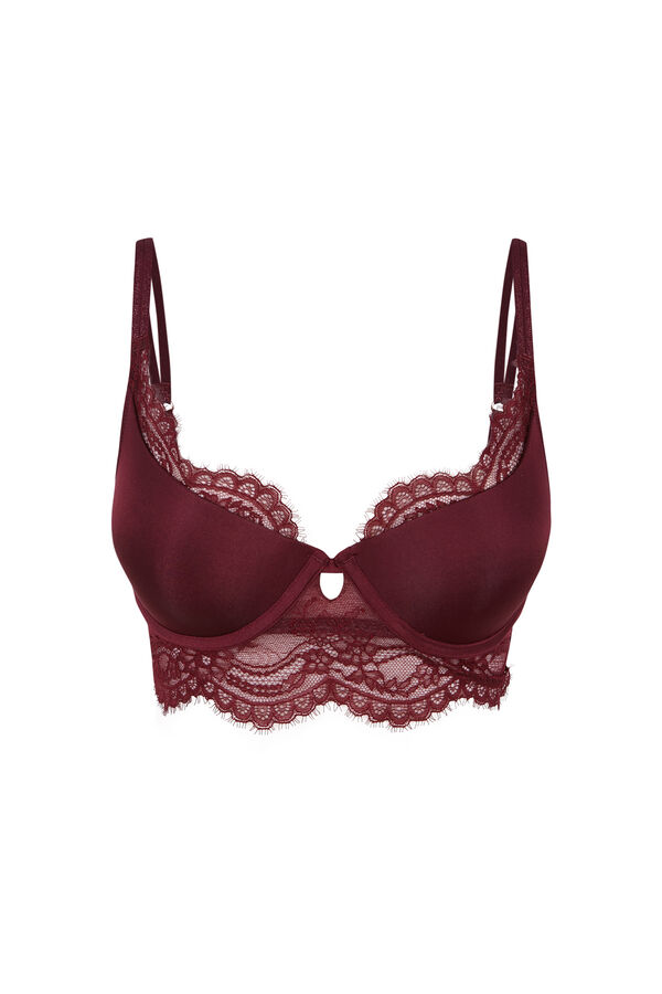 Women'secret Sujetador GORGEOUS push-up encaje vino burdeos