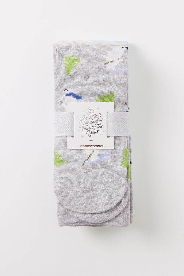 Women'secret Pacote de 3 meias altas de urso polar estampado