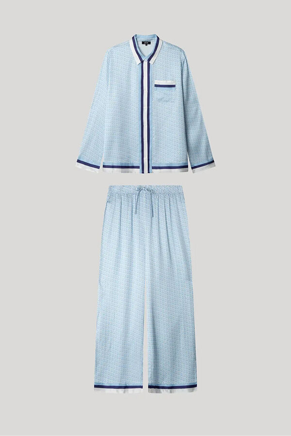 Gisela Pijama camisero estampado monogram blanco