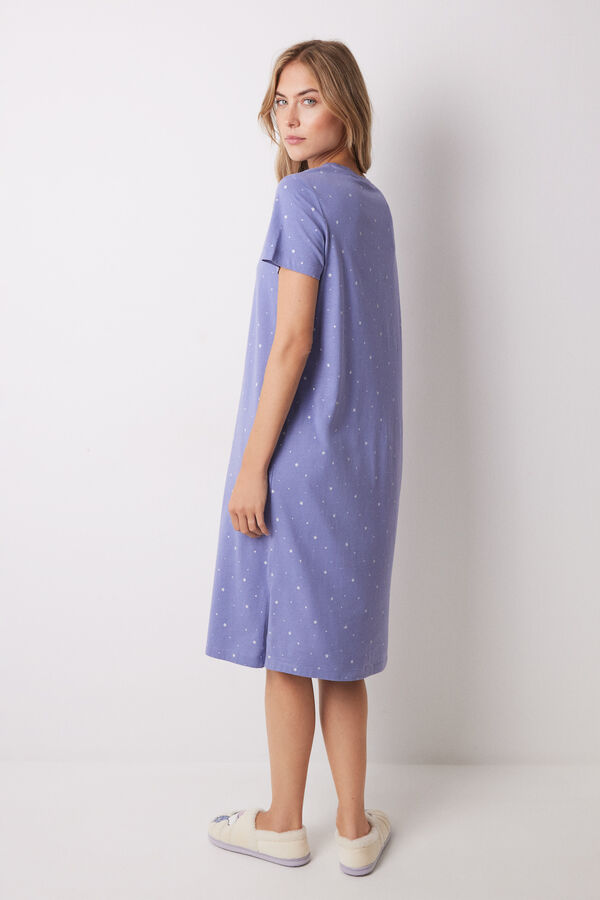 Women'secret Camisón midi 100% algodón Snoopy morado/lila