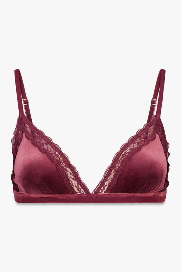 Women'secret Soutien triangular de veludo NATURAL bord&ocirc; vermelho