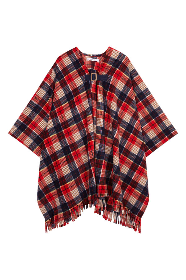 Women'secret Poncho capa polar cuadros estampado