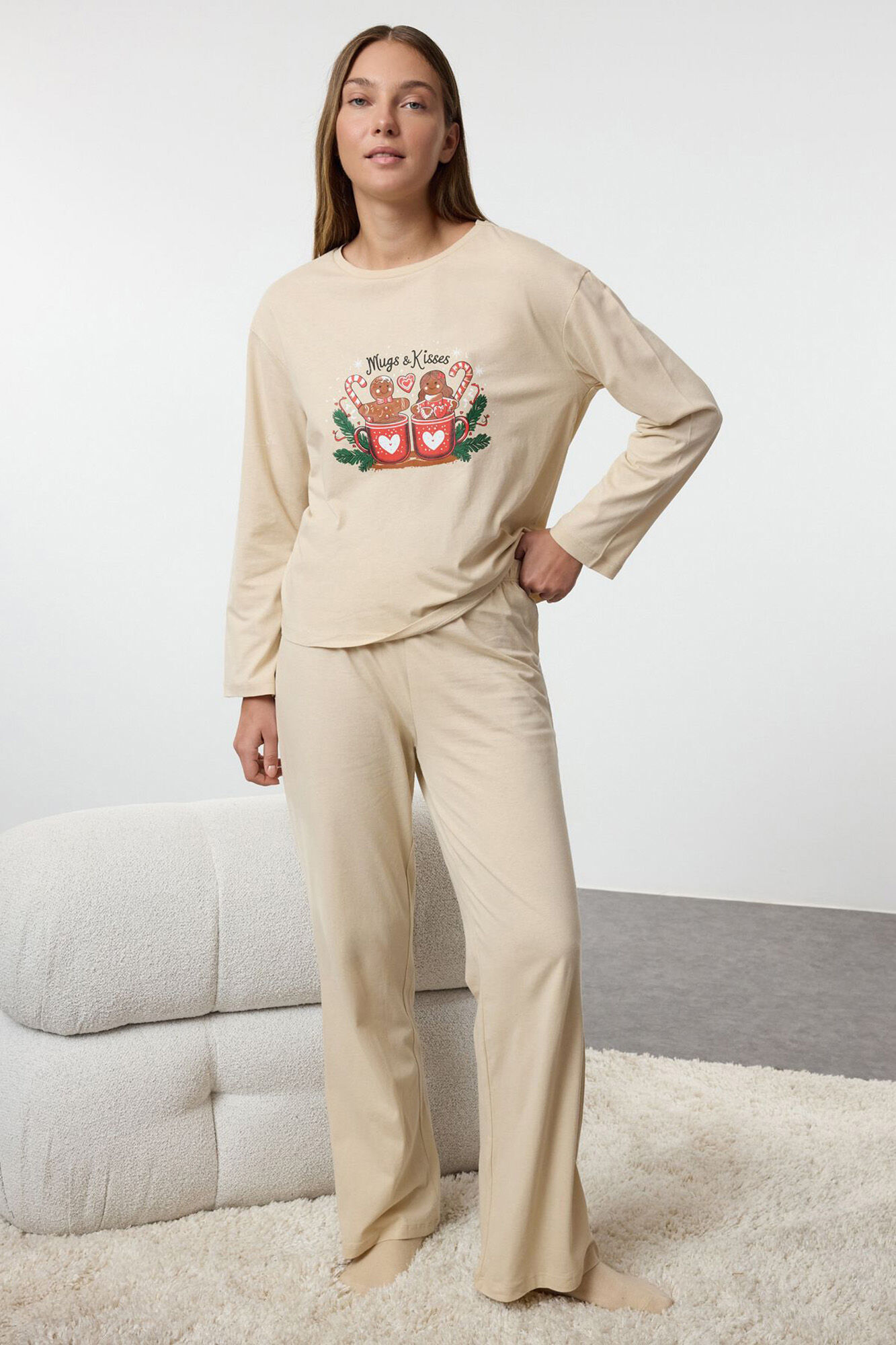 Trendyol Conjunto pijama galletas Navidad 100% algod&oacute;n