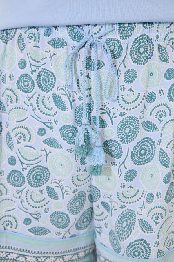 Women'secret Pijama corto 100% algod&oacute;n azul flores azul