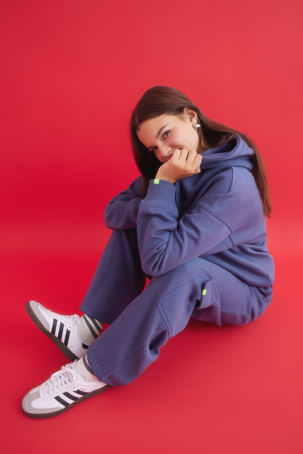 HI&BYE Cal&ccedil;a flare cargo de pel&uacute;cia azul azul