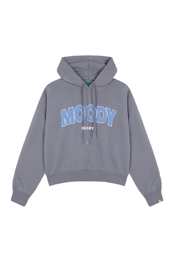 HI&BYE Sweatshirt de capuz de algod&atilde;o cinza cinzento