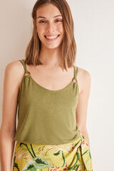 Women'secret Camiseta tirantes kaki lino kaki