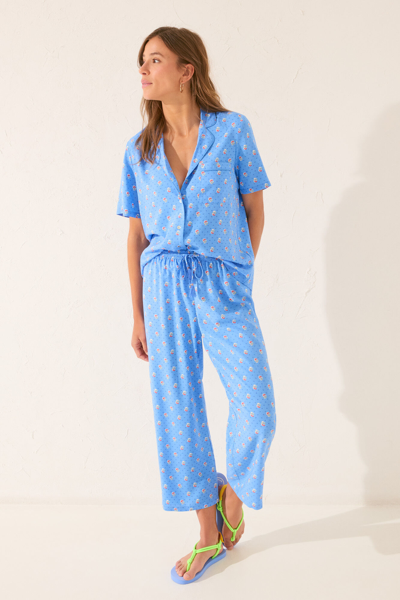 Women'secret Pijama camisero Capri viscosa azul