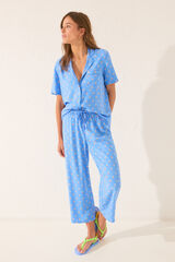 Women'secret Pijama camisero Capri viscosa azul estampado