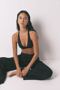 Women'secret Sujetador halter tul negro cierre especial 