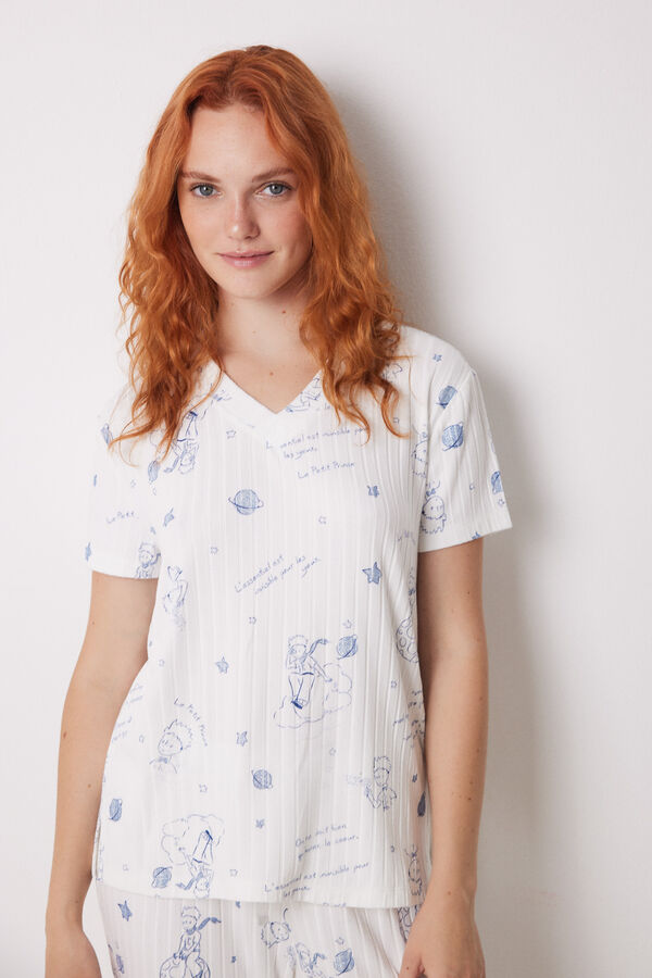 Women'secret Pijama canelado super macio &ldquo;O Pequeno Pr&iacute;ncipe&rdquo;   azul