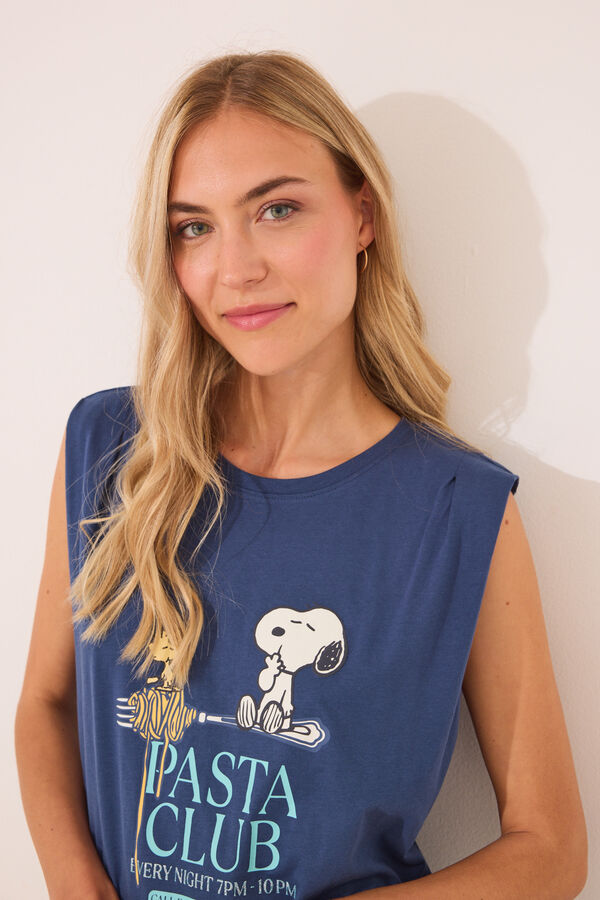 Women'secret Pijama curto geométrico do Snoopy 100% algodão azul