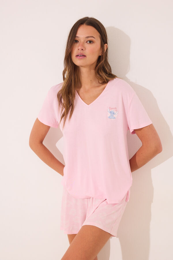 Women'secret Pijama curto rosa Lilo e Stitch rosa