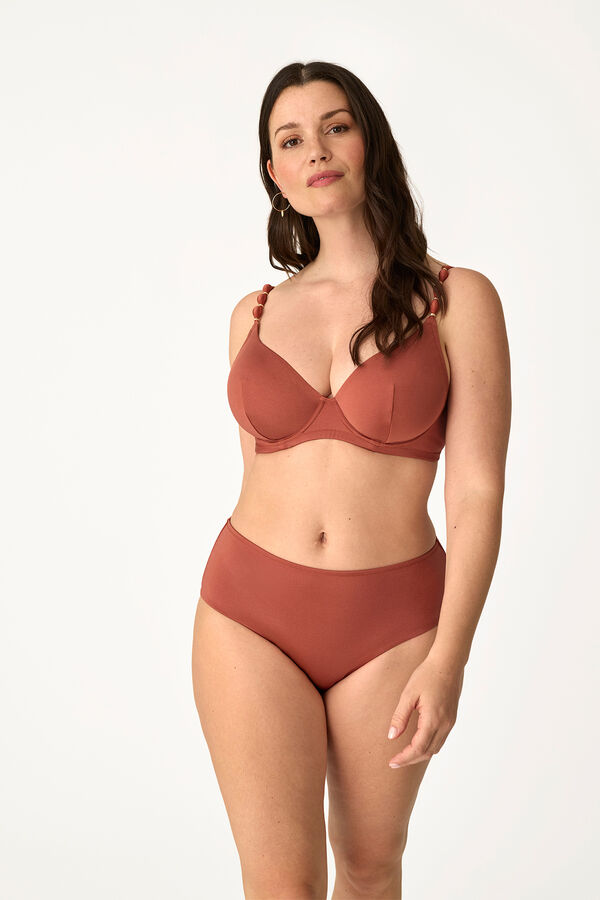 Promise Top bikini aros moldeador satinado naranja