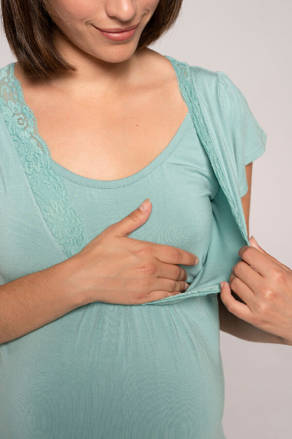 Ohma! Camis&oacute;n lactancia manga corta turquesa