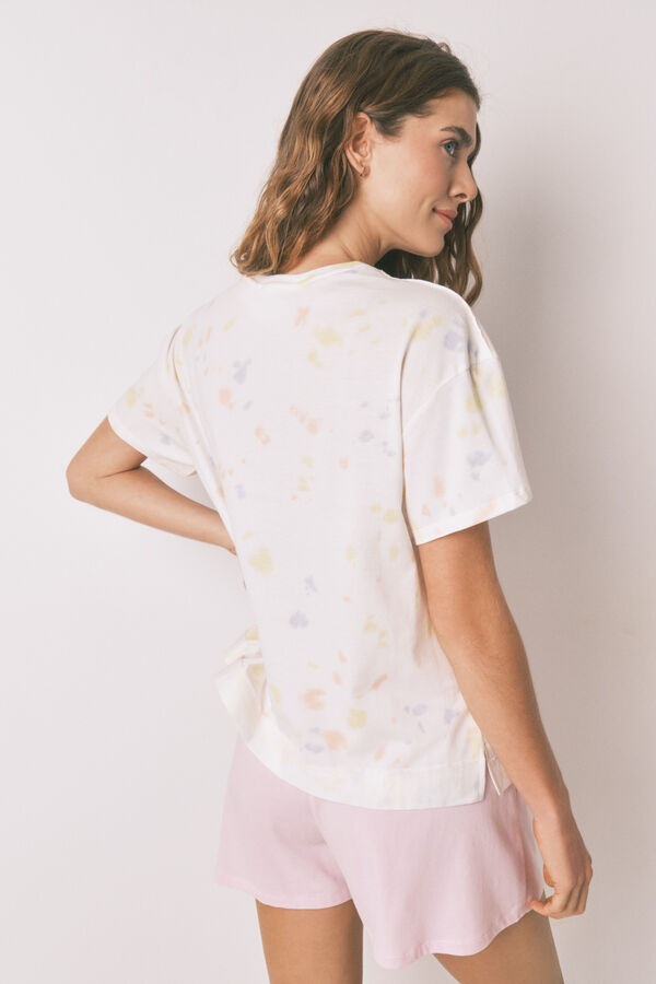 Women'secret Pijama curto de algodão Snoopy branco e rosa bege