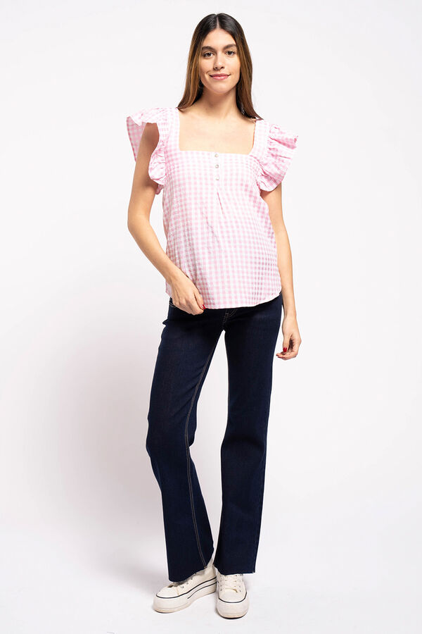 Ohma! Blusa premam&aacute; cuadros vichy rosa