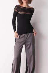 Cotonella Camiseta Cuello Barco Manga Larga negro