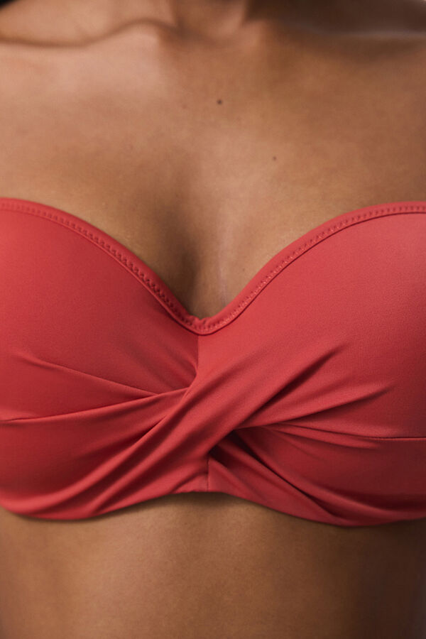 Penti Top de bikini sin aro marr&oacute;n tirantes extra&iacute;bles naranja