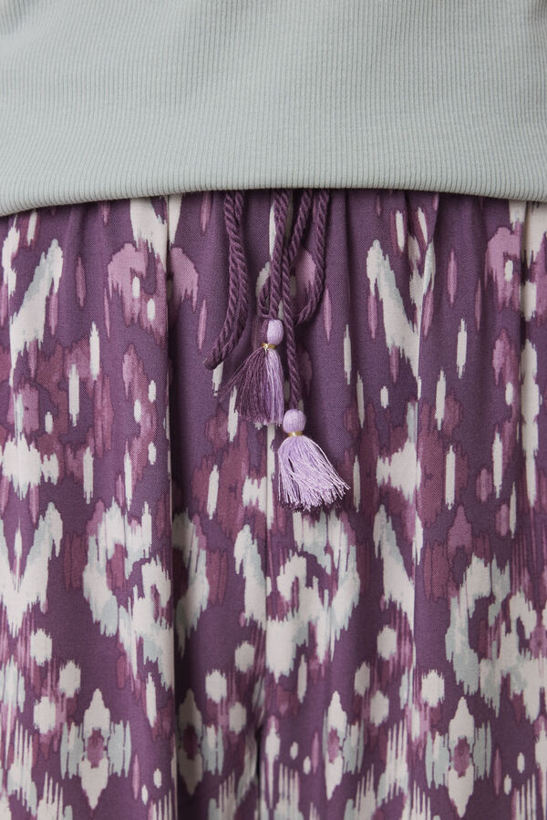 Women'secret Cal&ccedil;a comprida de viscose estampado Ikat rosa